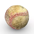 Vintage Worn Leather Baseball Sports Equipment With Red Stitching And Aged Finish