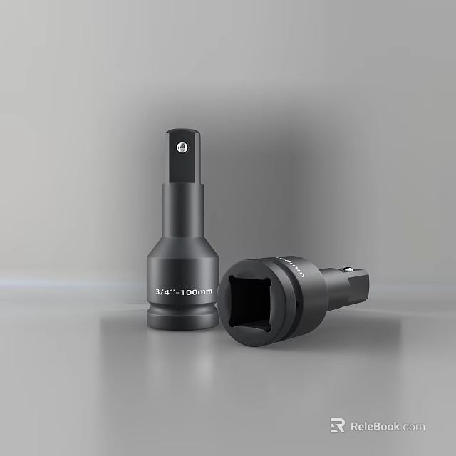 Black 3/4 Inch Socket Wrenches With 1000ft lb Torque In Standing And Lying Position 3d model 