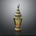 Traditional Decorative Lantern With Colorful Patterns Layered Structure And Ornate Design
