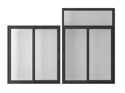 Modern Double Sliding Windows With Black Frames And Clear Glass Panels 3d model