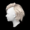 Game and Movie Character White Head With Blonde Short Messy Hairstyle On Black Background