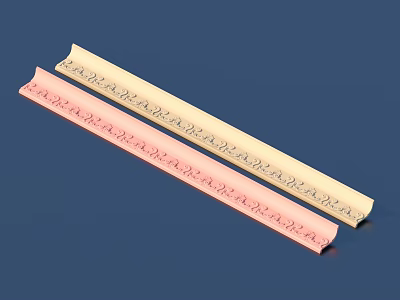 Light Beige And Pink Long Strip Sculpture Carvings With Intricate Patterns On Dark Blue Background 3d model