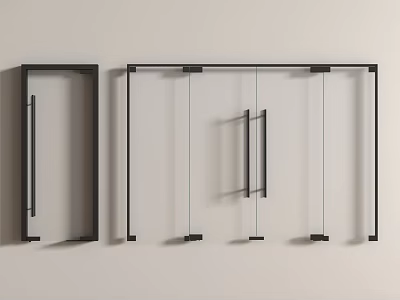 Modern Glass Double Doors With Black Metal Frame For Interior Design 3d model