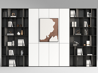 Modern Bookcase Decorative Cabinet Three-dimensional Hanging Painting Ornaments Combination 3d model