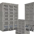Multi Story Office Building With Stone Facade Windows And Ground Floor Awnings
