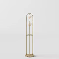 Minimalist Modern Floor Lamp With Golden Stand Two Spherical Lampshades Stable Base
