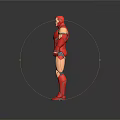 Highly Detailed Red Armor 3D Game Movie Character Featuring Shiny Chest Reactor