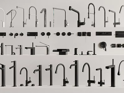 Various Styles Of Modern Faucets With Different Designs For Home Bathrooms And Kitchens 3d model