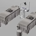 Two Comfortable Massage Beds With Stools And Beauty Equipment In Spa Room