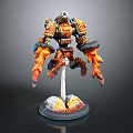 Mechanical Game Movie Character With Flame Arms Cannon And Colorful Decorative Base