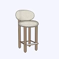 Modern Plush Light Beige Bar Stool With Rounded Backrest And Wooden Legs Design