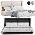 Stylish Double Bed Designs With Upholstered Headboards White Comforters And Gray Throw Blankets 3d model