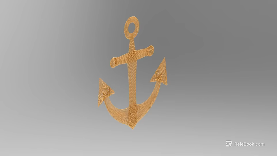 Golden Anchor Shaped Textured Decorative Ornament Set For Home Interior Decoration 3d model 