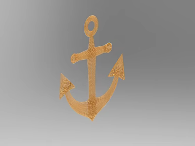 Golden Anchor Shaped Textured Decorative Ornament Set For Home Interior Decoration 3d model