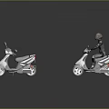 Display of Various Colored Motorcycle Models with Reflective Surfaces on Dark Background