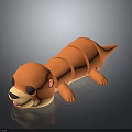 Cartoon Otter Toy Figure With Orange Segmented Body And Cute Design On Dark Reflective Background
