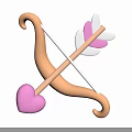 Cute Decorative Ornament Set With Golden Bow Arrow Pink Heart And Feathers