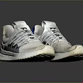 White Sports Shoes With Blue Accents And Mesh Material For Casual Wear