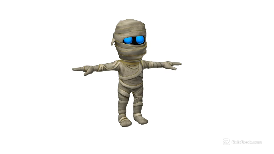 Mummy Game Movie Character With Bandages Blue Eyes And Outstretched Arms 3d model 