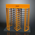 Yellow Full Height Security Turnstile With Metal Frame And Spiral Rotating Mechanism