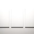 Three Panel Modern Abstract Paintings With Golden Lines Blue Tones And Mountain Shapes