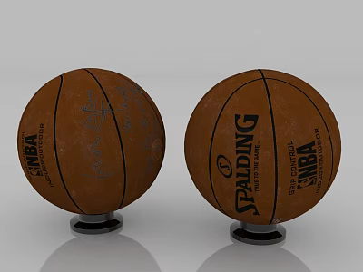 Spalding NBA Basketball Sports Equipment With Signed Design And Display Stand 3d model