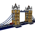 Detailed London Tower Bridge Building Blocks Model With Tower Structure And Suspension Design