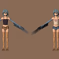 Fantasy Blue Haired Female Character With Feathered Wings And Clawed Feet