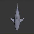 Realistic Gray Great White Shark Model Featuring Sharp Teeth On Black Reflective Background