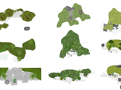 Various Flower and Plant Layouts With Greenery Areas And Stone Accents 3d model