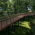 Modern Bridge Forest Aerial Landscape Bridge 3d model