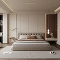 Modern Bedroom Interior Design With Large Bed Area Rug And Decorative Plant