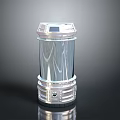 Shiny Silver Metallic Cylinder Structure With Reflective Surface And Detailed Base Design 3d model
