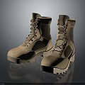 Beige Military Boots With Lace Up Design Mesh Panels And Durable Rubber Sole