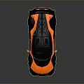 Orange And Black Sports Car With Streamlined Body Rear Wing And Aerodynamic Design