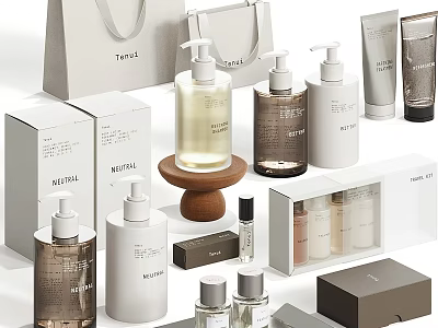 Luxury Modern Perfume Cosmetics with Various Bottles Packaging Boxes and Minimalist Design 3d model