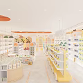 Modern Specialty Store Interior Featuring Shelves Displaying Products Decorative Lights And Bright Space