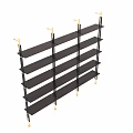 Multi Tier Modern Display Shelf With Wooden Shelves And Metal Frame Structure