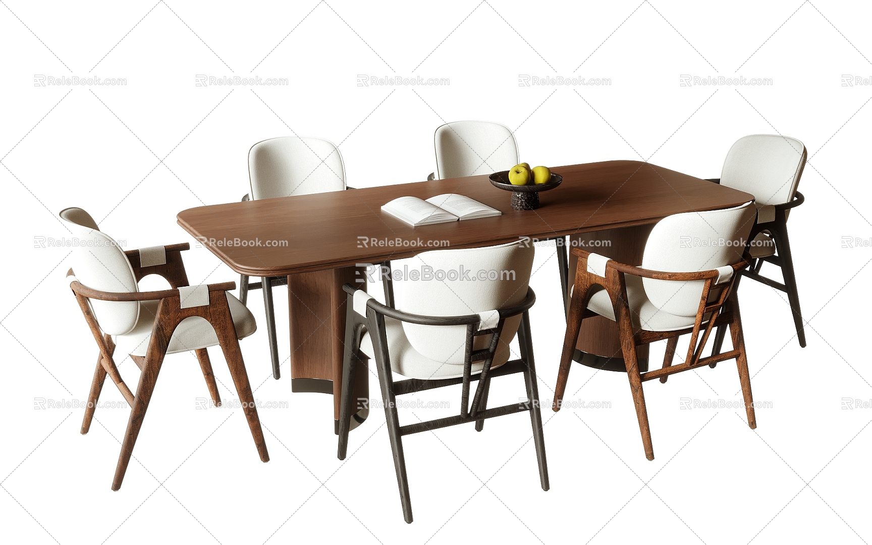 Middle ancient style dining table and chair combination dining chair dining table single chair 3d model