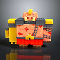 Pixel Style Furniture Piece With Yellow And Red Accents For Decorative Room Setup