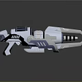 Futuristic Sci Fi Weapon Design With Metallic Structure And Blue Light Elements