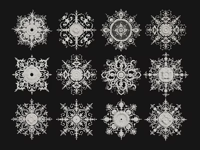 Various Decorative Ceiling Medallions Featuring Ornate Patterns And Intricate Designs 3d model