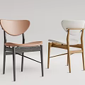 Modern Stylish Single Chair Design With Pink And White Leather Seats And Wooden Frames
