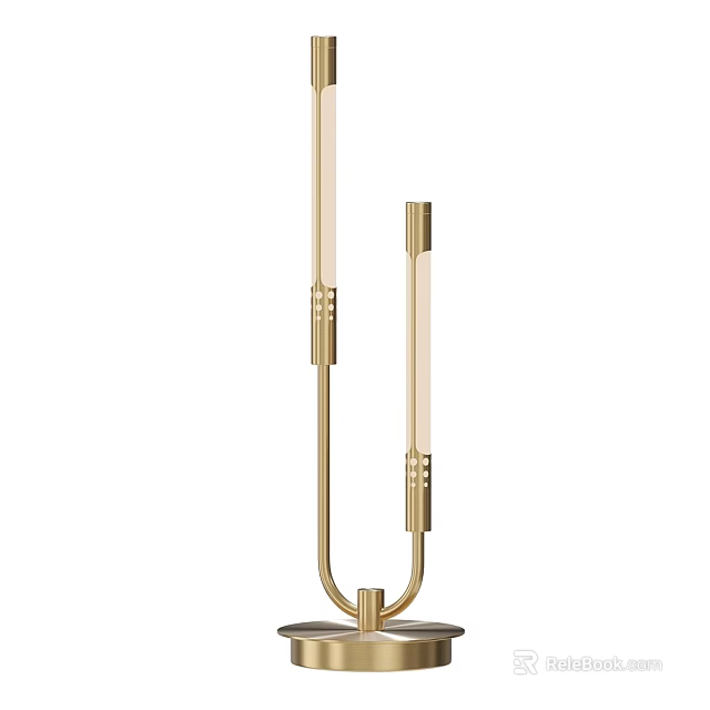 Modern Brass Table Lamp With Twin Vertical Light Bars And Sturdy Base 3d model 