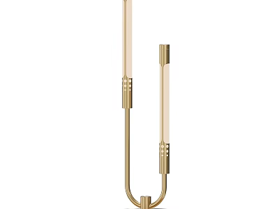 Modern Brass Table Lamp With Twin Vertical Light Bars And Sturdy Base 3d model