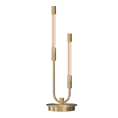Modern Brass Table Lamp With Twin Vertical Light Bars And Sturdy Base 3d model