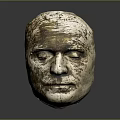 Ancient Head Sculpture With White And Gold Textured Weathered Surface On Gray Background 3d model