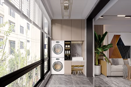 Modern Balcony Simple Balcony Cabinet 3d model
