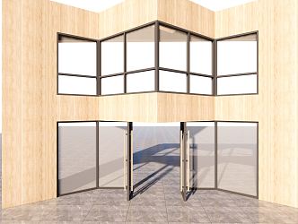 Modern double door double opening glass door 3d model