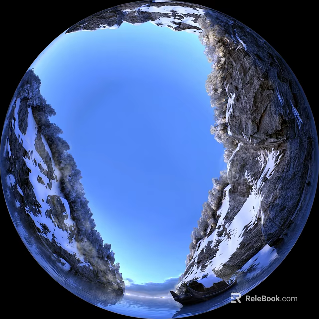 Snow Covered Mountain Cliffs Scenic View With Clear Blue Sky Background 3d model 